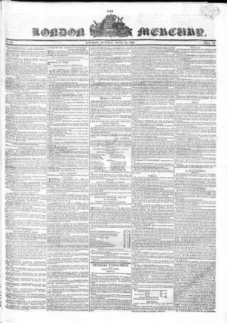 cover page of London Mercury 1828 published on June 15, 1828