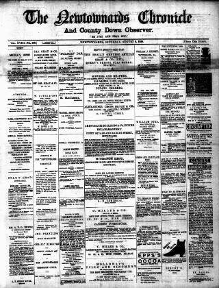 cover page of Newtownards Chronicle & Co. Down Observer published on August 2, 1890