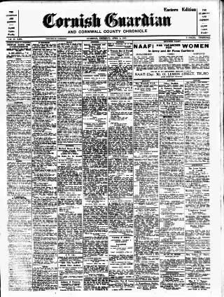 cover page of Cornish Guardian published on April 1, 1943