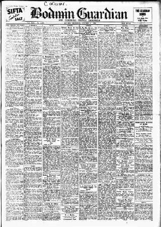 cover page of Cornish Guardian published on October 31, 1946