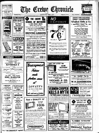cover page of Crewe Chronicle published on November 2, 1963