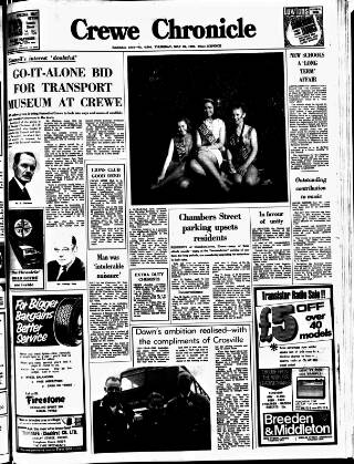 cover page of Crewe Chronicle published on May 22, 1969