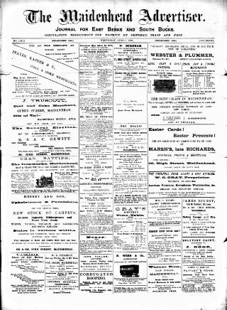 cover page of Maidenhead Advertiser published on April 1, 1896