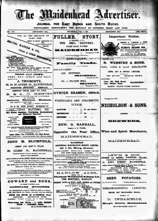 cover page of Maidenhead Advertiser published on November 2, 1904