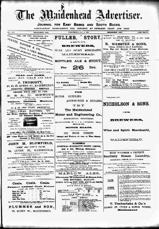 cover page of Maidenhead Advertiser published on August 2, 1905