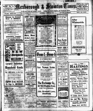 cover page of South Yorkshire Times and Mexborough & Swinton Times published on June 13, 1914