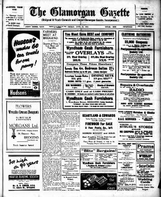 cover page of Glamorgan Gazette published on June 13, 1941
