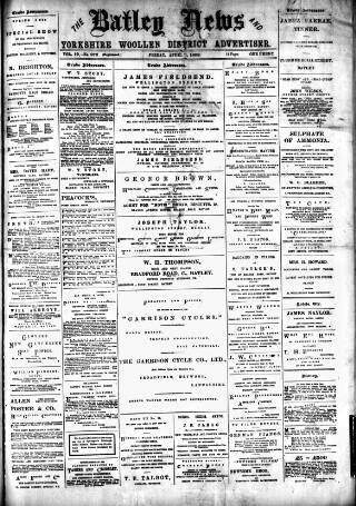 cover page of Batley News published on April 1, 1898