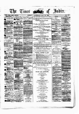cover page of Times of India published on May 22, 1878