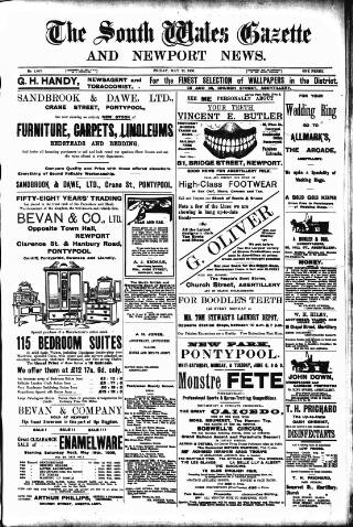 cover page of South Wales Gazette published on May 22, 1908