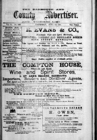 cover page of Barmouth & County Advertiser published on June 13, 1901
