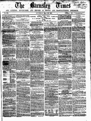cover page of Barnsley Independent published on May 22, 1858