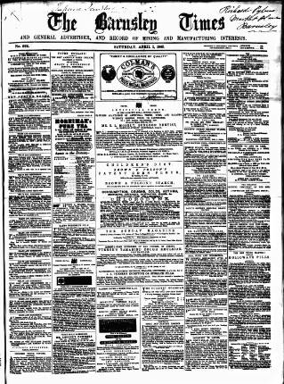 cover page of Barnsley Independent published on April 1, 1865