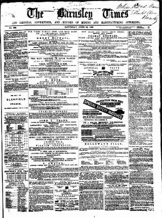 cover page of Barnsley Independent published on June 13, 1868