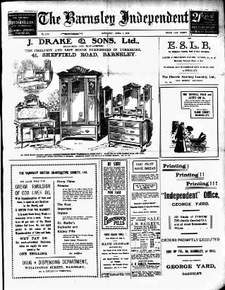 cover page of Barnsley Independent published on April 1, 1916