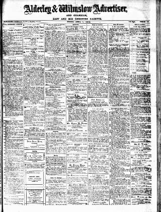 cover page of Alderley & Wilmslow Advertiser published on April 1, 1910