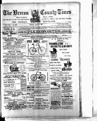 cover page of Brecon County Times published on May 22, 1891