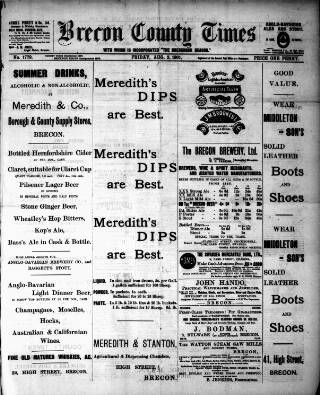cover page of Brecon County Times published on August 2, 1901