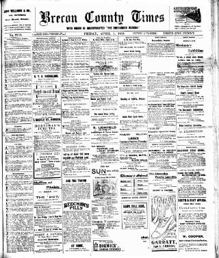 cover page of Brecon County Times published on April 1, 1910