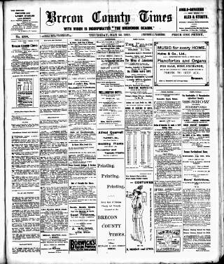 cover page of Brecon County Times published on May 22, 1913
