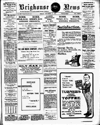cover page of Brighouse News published on December 13, 1907