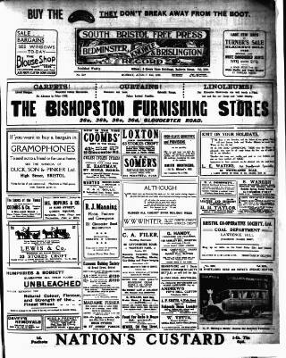cover page of South Bristol Free Press and Bedminster, Knowle & Brislington Record published on August 2, 1915