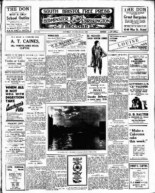 cover page of South Bristol Free Press and Bedminster, Knowle & Brislington Record published on November 2, 1929