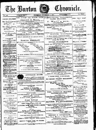 cover page of Burton Chronicle published on November 2, 1876