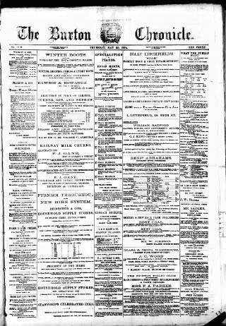 cover page of Burton Chronicle published on May 22, 1884