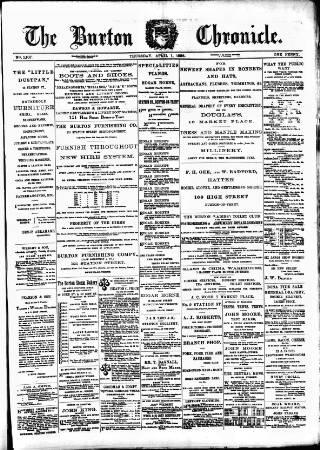 cover page of Burton Chronicle published on April 1, 1886