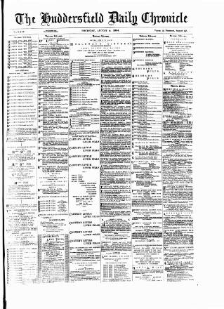 cover page of Huddersfield Daily Chronicle published on August 2, 1894