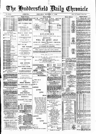 cover page of Huddersfield Daily Chronicle published on November 2, 1898
