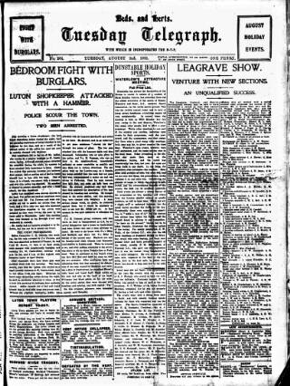 cover page of Beds and Herts Pictorial published on August 2, 1921