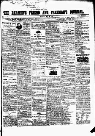 cover page of Farmer's Friend and Freeman's Journal published on May 22, 1852