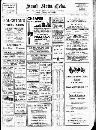 cover page of South Notts Echo published on April 1, 1933