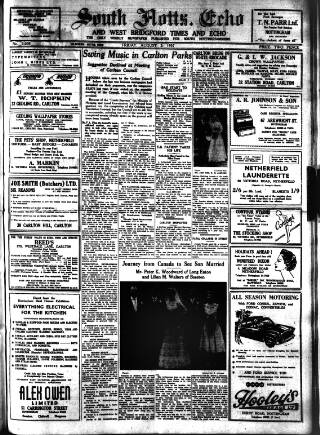 cover page of South Notts Echo published on August 2, 1957