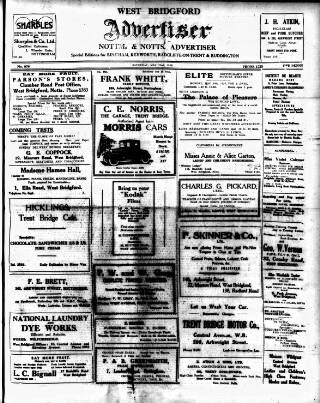 cover page of West Bridgford Advertiser published on May 22, 1926