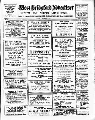 cover page of West Bridgford Advertiser published on November 2, 1929