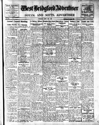 cover page of West Bridgford Advertiser published on April 19, 1930