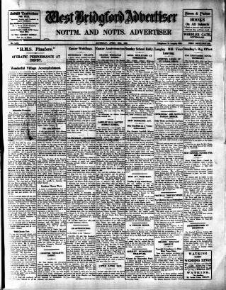 cover page of West Bridgford Advertiser published on April 26, 1930