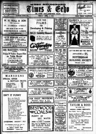 cover page of West Bridgford Times & Echo published on April 1, 1932