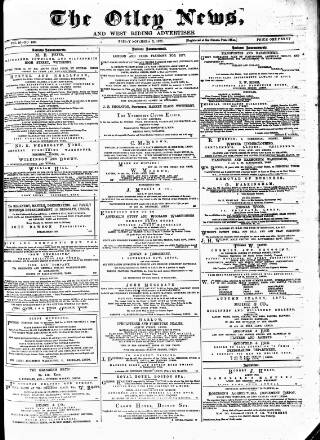 cover page of Otley News and West Riding Advertiser published on November 2, 1877