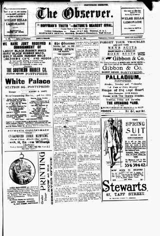 cover page of Pontypridd Observer published on April 1, 1916