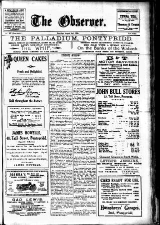 cover page of Pontypridd Observer published on August 2, 1924
