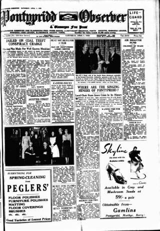 cover page of Pontypridd Observer published on April 1, 1950