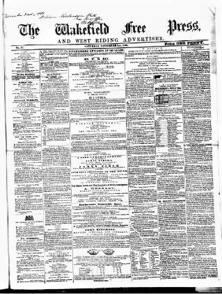 cover page of Wakefield Free Press published on November 2, 1861