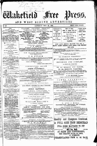 cover page of Wakefield Free Press published on May 22, 1869
