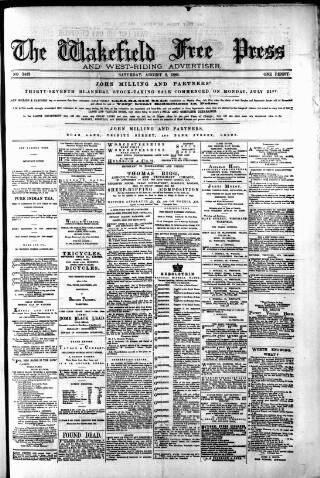 cover page of Wakefield Free Press published on August 2, 1884