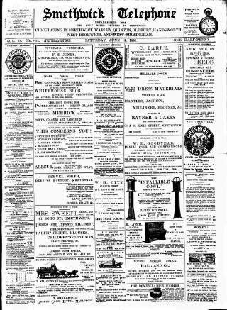 cover page of Smethwick Telephone published on June 13, 1896