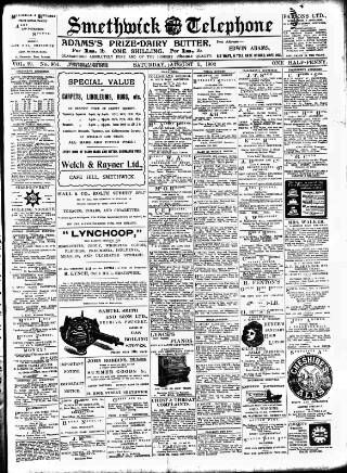 cover page of Smethwick Telephone published on August 2, 1902